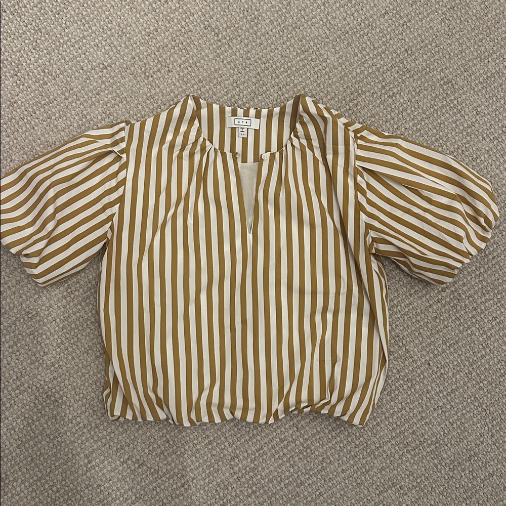 AYR Gold and White Striped Blouse